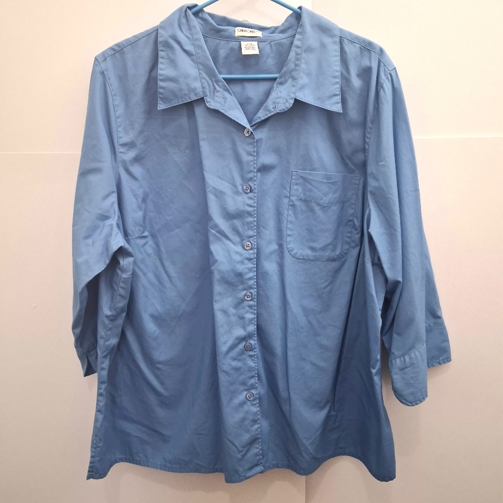 Cherokee Blue Button Down Shirt Size 22W fit 2x